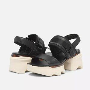 Sorel KINETIC Impact Slingback Heel Women's Sandal color Black, Chalk